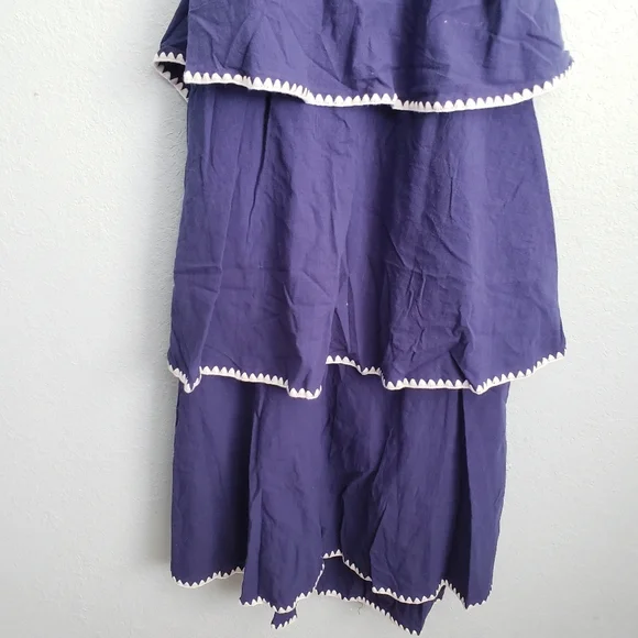 Baltic Born Odette Navy And White Tiered Open Back Midi Dress - Picture 4 of 7